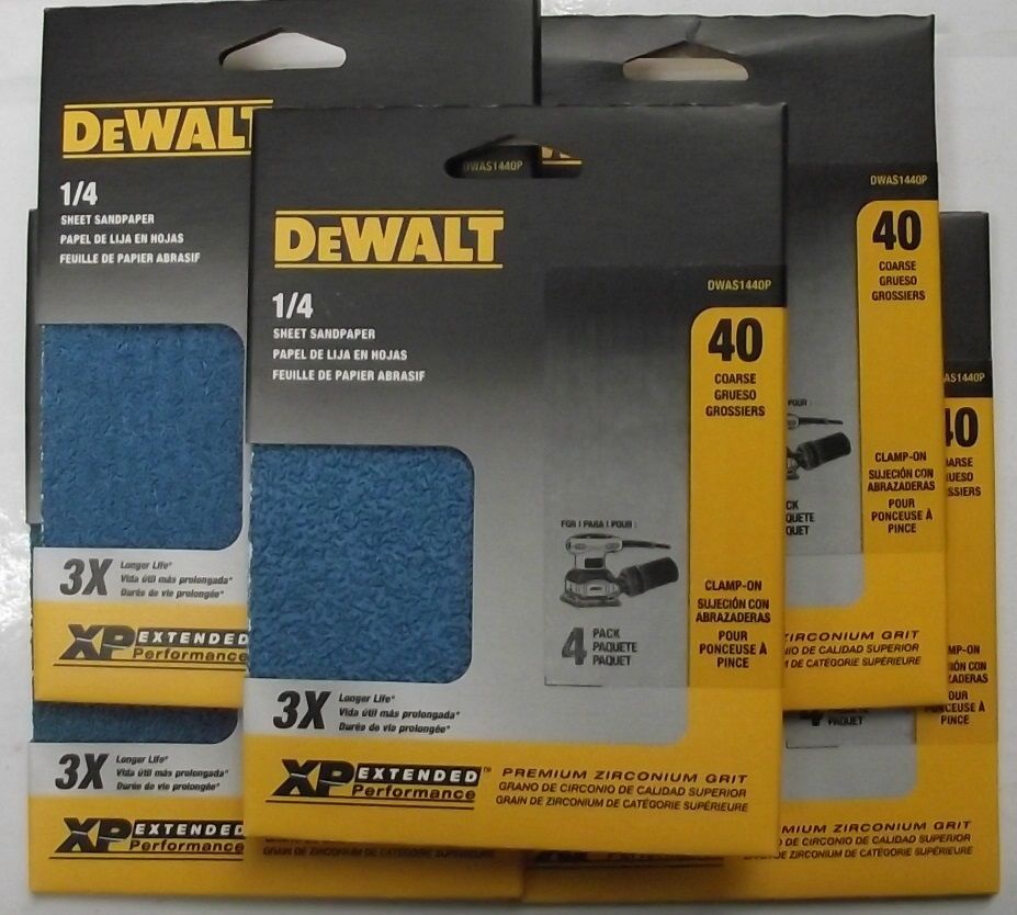 DeWalt DWAS1440P 5-4 Packs 4½” x 5½” 40G Extended Performance Zirconia Sandpaper
