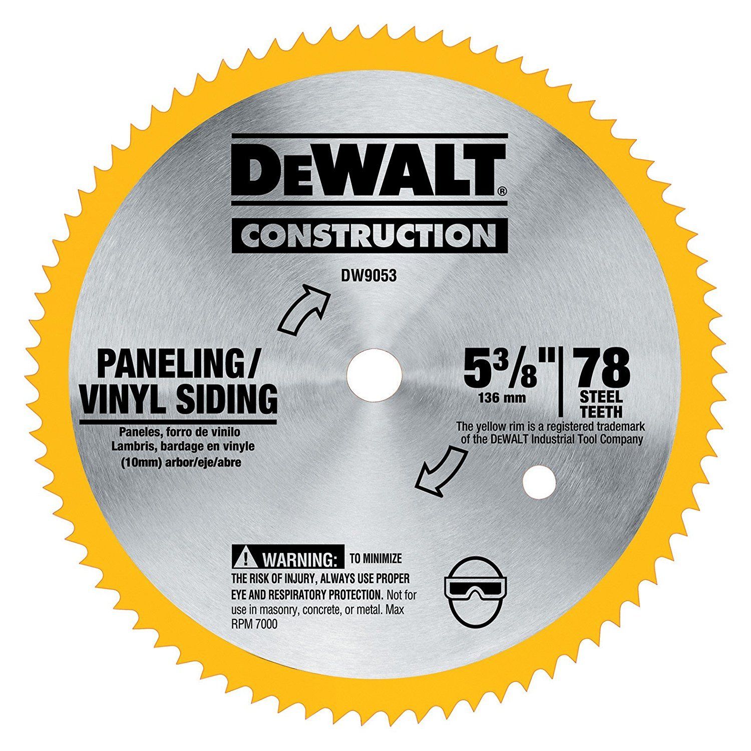 Dewalt DW9053 5-3/8" x 80 Tooth Paneling and Vinyl Cutting Steel Saw Blade