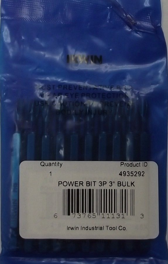 Irwin 4935292 Phillips Power Bit #3  3"  Long (10pack)
