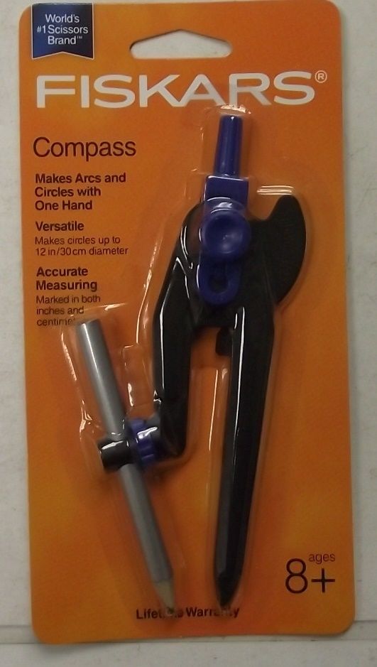 Fiskars 12-95300J Bow Compass Classroom Safety Rubber Tip 2 Packs