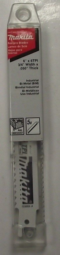 Makita 723058-A-5 6" x 6 TPI Recip Saw Blades 3/4" Width .050 Thick Swiss 5pack