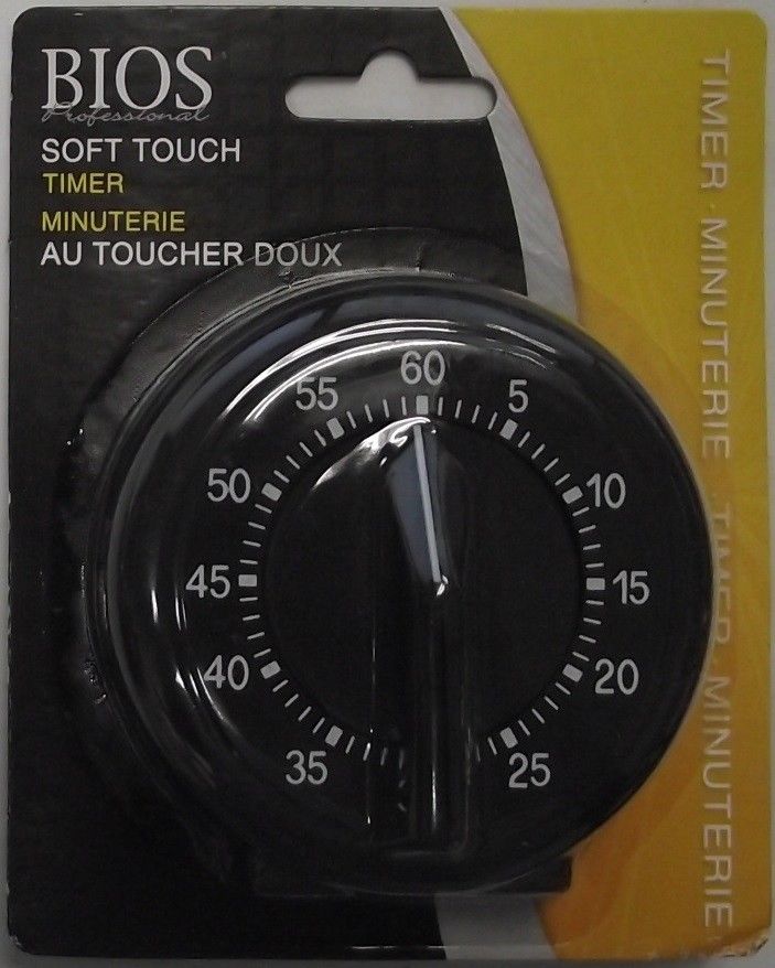 Bios DT125 60min Kitchen Cooking Timer Mechanical Rubberized Soft To Touch Black
