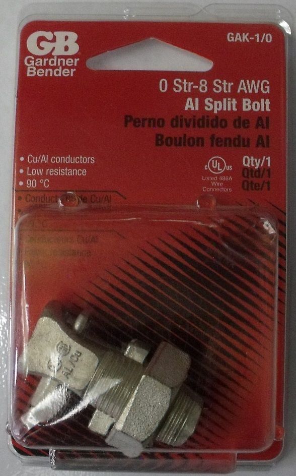 Gardner Bender Alum.Split Bolt Connector 0-8AWG GAK-1/0