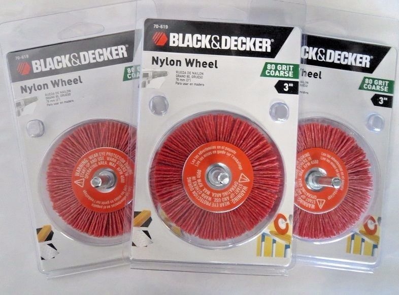 Black & Decker 70-619 3" Coarse Grit (#80) Nylon Wheel 3 Packs