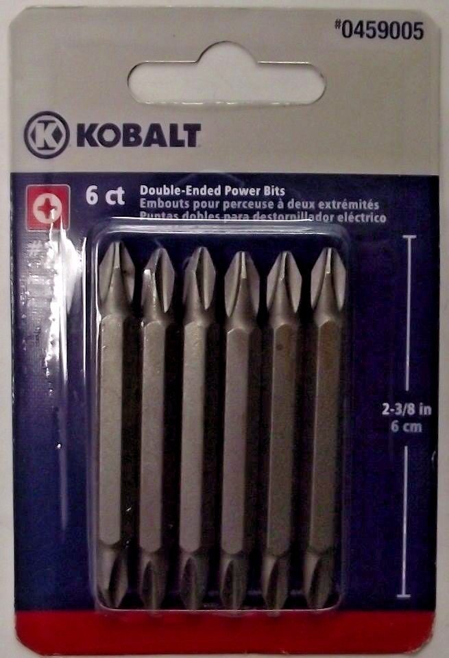 Kobalt 0459005 6pc #2 Phillips Double Ended Power Screw Bit Tips
