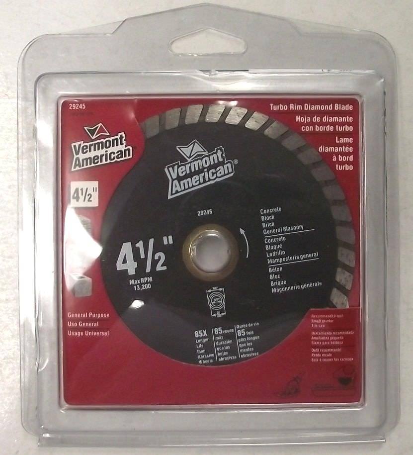 Vermont American 29245 4-1/2" Turbo Rim Diamond Saw Blade