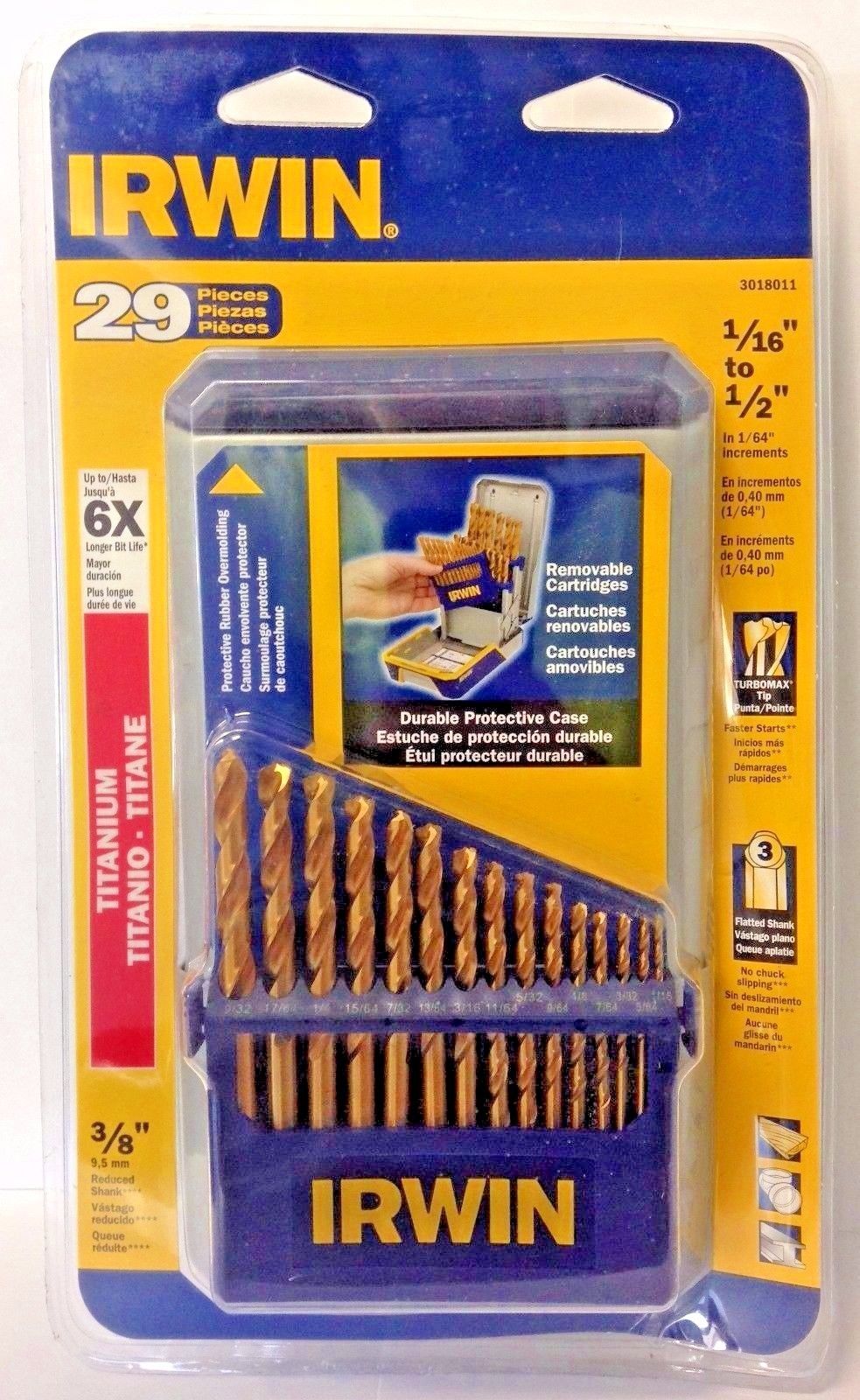 Irwin 3018011 29 Piece 1/16" - 1/2" Titanium Turbomax Drill Bit Set