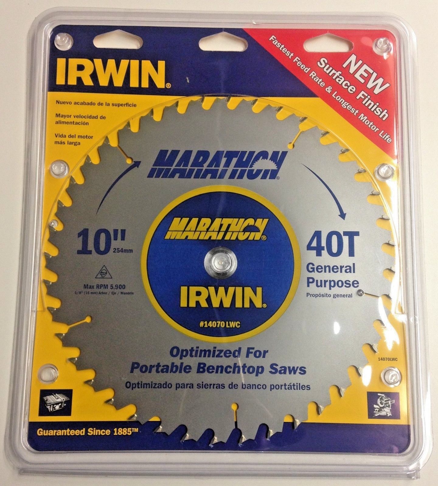 Irwin 14070LWC 10" x 40T General Purpose Carbide Saw Blade New Surface Finish