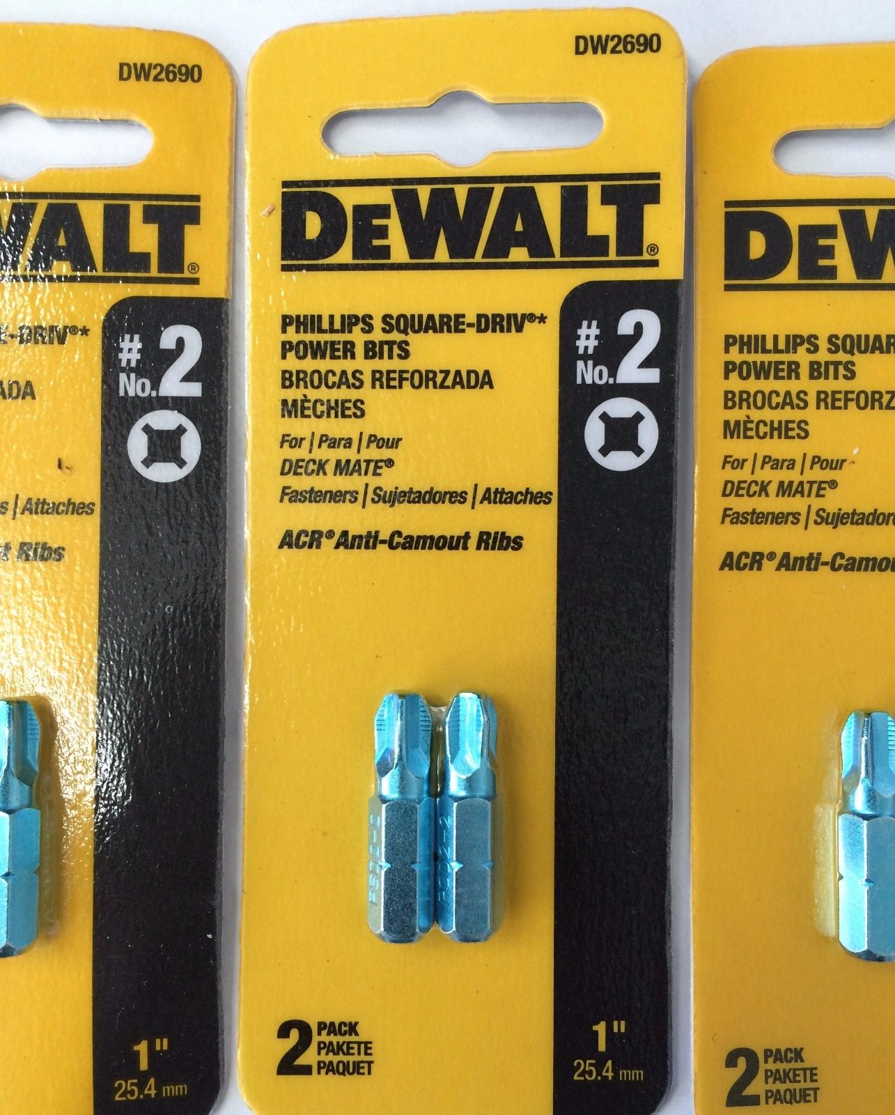 Dewalt DW2690 #2 Phillips Square Drive Power Screw Tips 5 (2PKS)