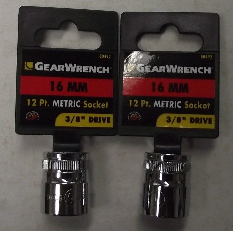 Gearwrench 80492 3/8" Drive 12 point Socket 16mm 2pcs.