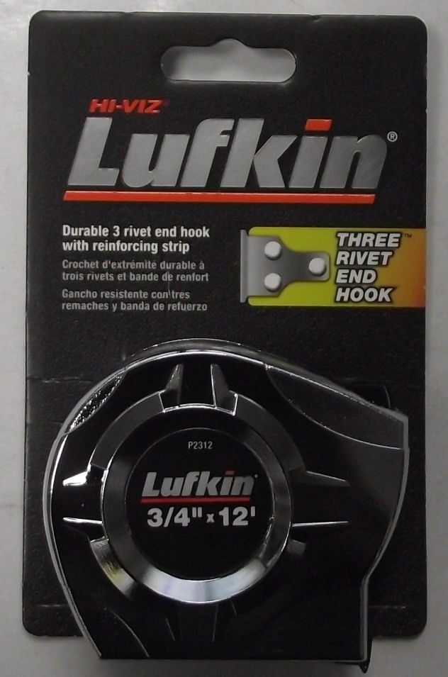 Lufkin P2312 3/4" x 12' Tape Measure Three Rivet End Hook