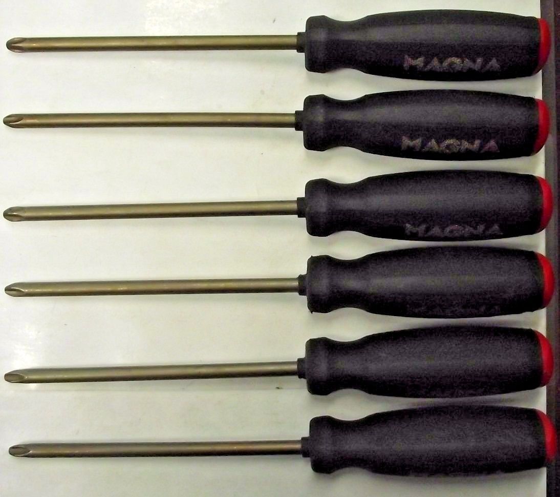 Magna 91515 6" #3 Phillips Heavy Duty Trioval Screwdrivers 6pcs USA