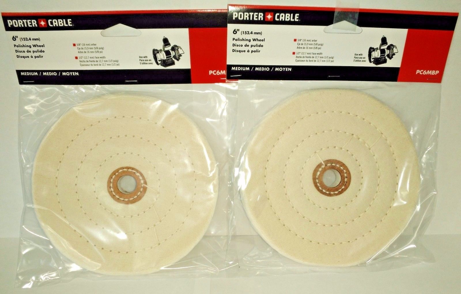Porter Cable PC6MBP 6" Buffing And Polishing Pad Medium 2PKS