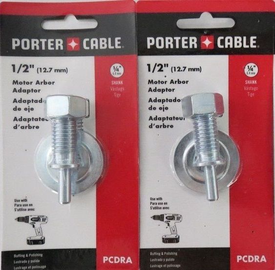 Porter Cable PCDRA Motor Arbor Adpt 1/2" Convert Drill into Buffer/Polisher 2PCS