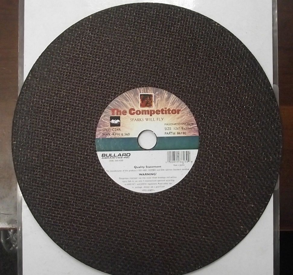 Bullard Abrasive 86130 12" x 1/8" x 20mm Masonry Concrete Cutting Wheels 10pcs.