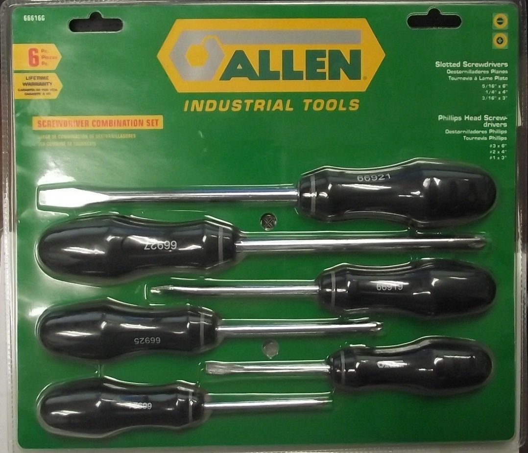 Allen 66616G Screwdriver Set Phillips and Slotted, 6pcs