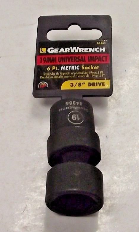 Gearwrench 84365 19mm Universal Impact Socket 3/8" Drive 6pt