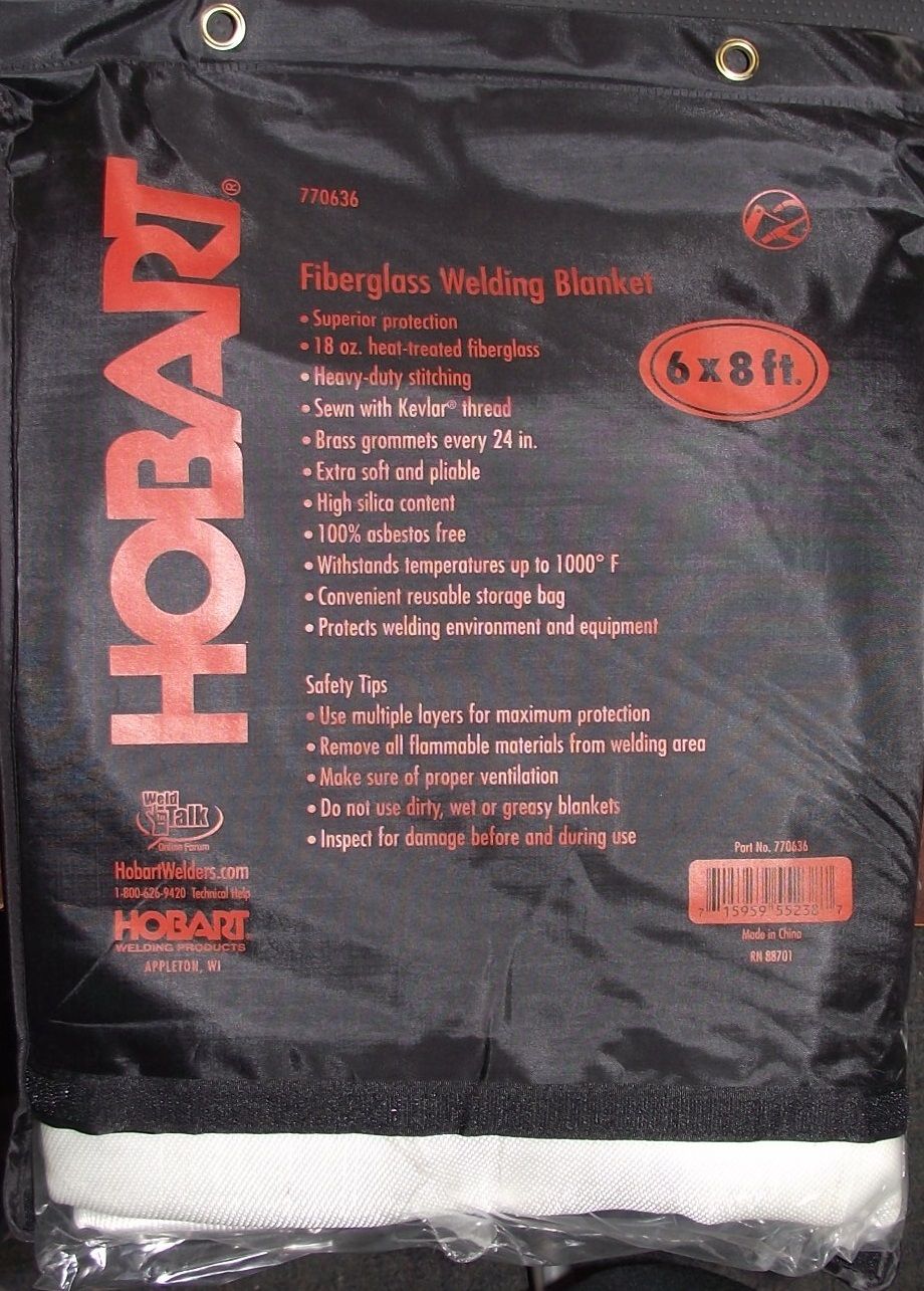 Hobart 770636 Heat-Treated Fiberglass Welding Blanket 6' x 8'