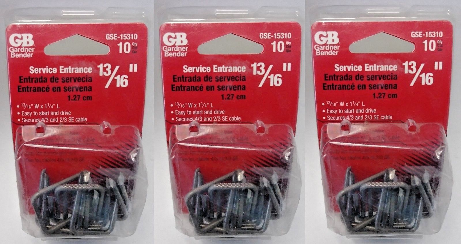 GB GSE-15310 13/16" x 1-1/4" Service Entrance Cable Staples (3 Packs of 10) USA