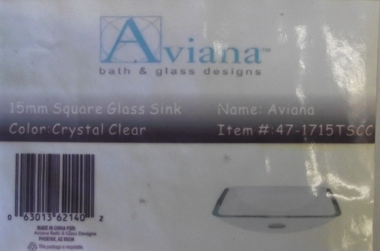 Aviana by Taymor 47-1715TSCC 15mm Square Glass Vessel Sink Crystal Clear