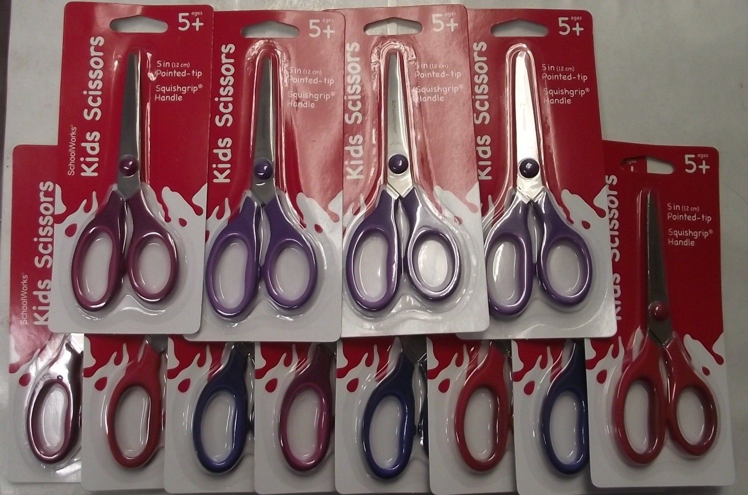 SchoolWorks 105580 Squishgrip Scissors 5" Pointed Tip 12pcs. Asst Colors