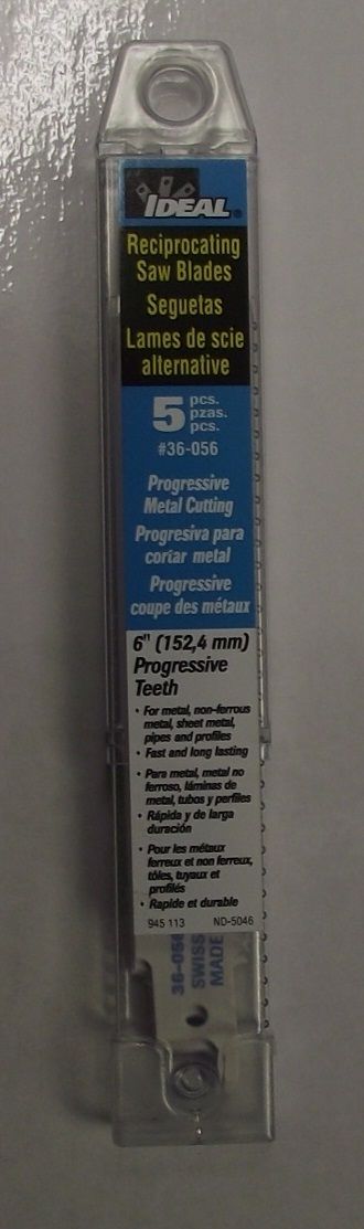 Ideal 36-056 6" x Progressive Tooth Bi-metal Recip Blades For Metal (5pk) Swiss