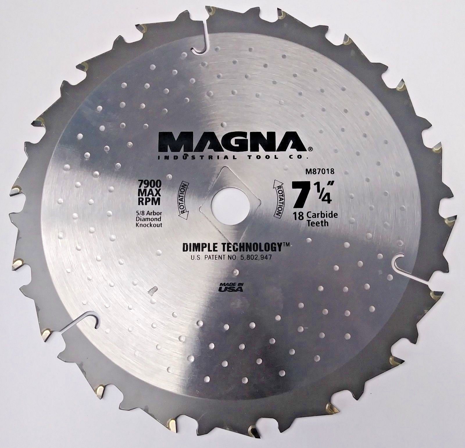 Magna M87018 7-1/4" x 18 Carbide Teeth With 5/8" Arbor Diamond Knockout USA