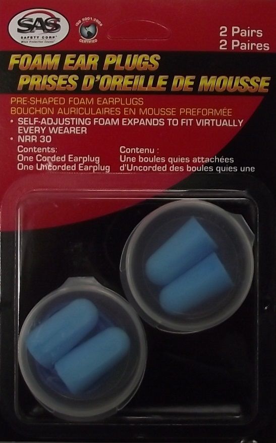 SAS Safety Corp 6101 Ear Plugs Foam With Cords 1 Pair Plus Extra Pair Non-Cord