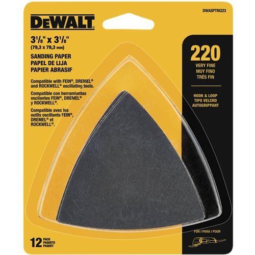 DeWalt DWASPTRI223 3-1/8" x 3-1/8" H&L 220 Grit Sanding Paper 2 (12) Packs