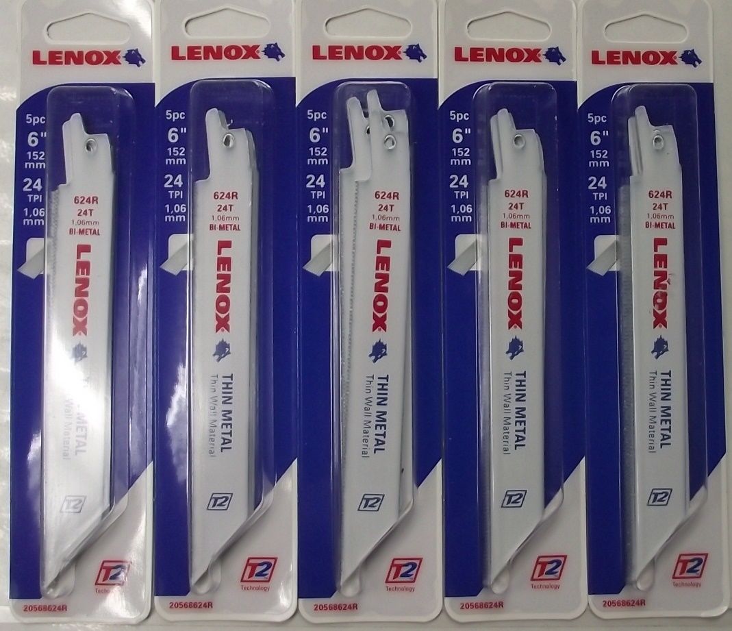 Lenox 20568624R Size 6" x 24 TPI Recip Saw Blades For Thin Metal 5 - 5pks USA