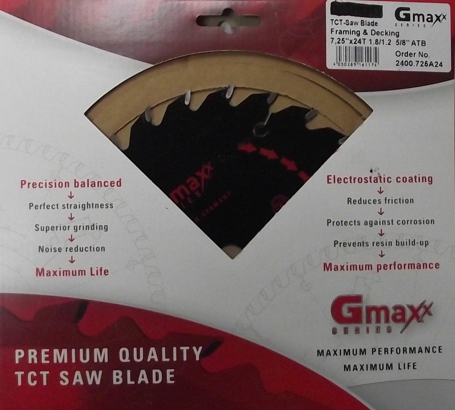 Guhdo Gmaxx 2400.725A24 7-1/4" 24 Tooth Carbide Tip Plywood Circular Saw Blade