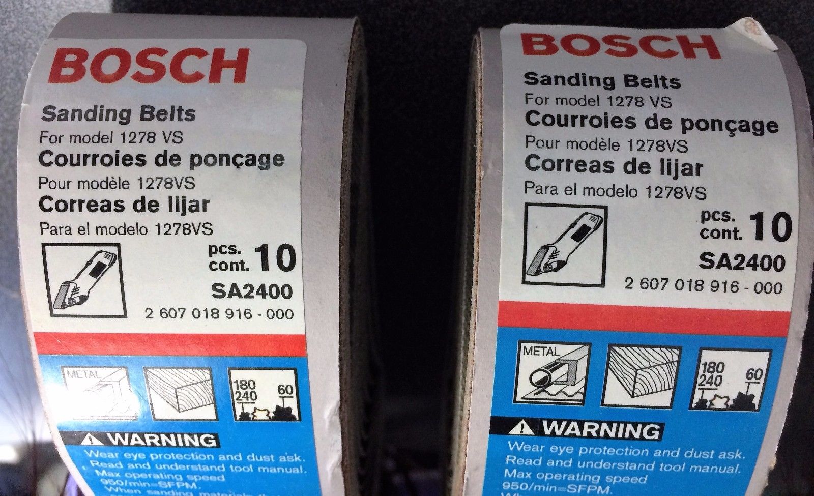 Bosch SA2400 10 Pack of Assorted Belts 60, 180, 240 Grit Germany 2Packs