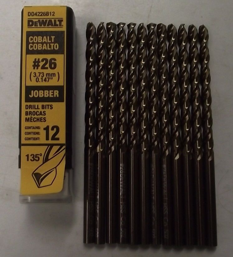 DeWalt DD4226B12 #26 Wire Cobalt Jobber Drill Bits 12 Pack Germany