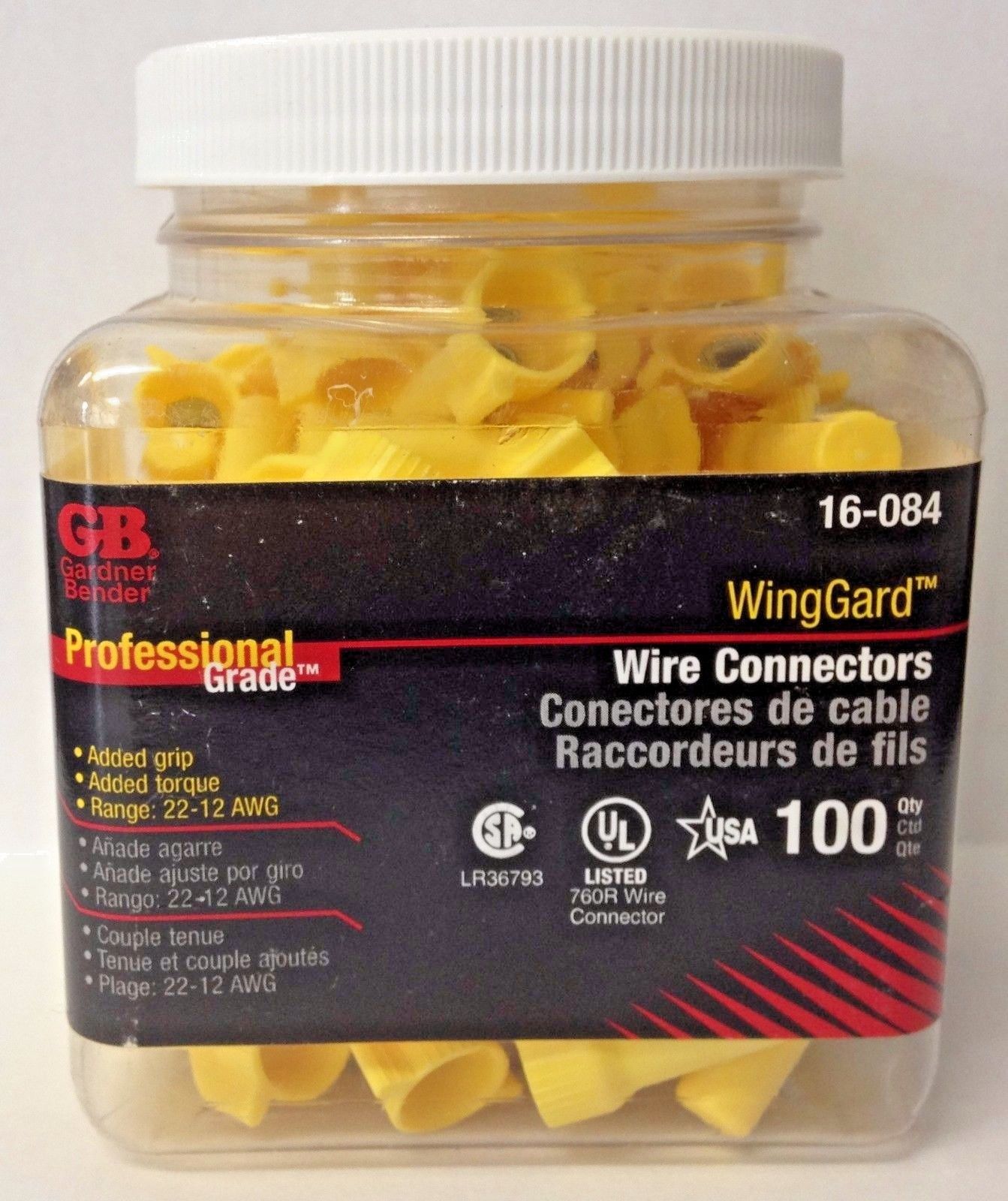 Gardner Bender 16-084 Yellow WingGard Wire Connectors 100 Count USA