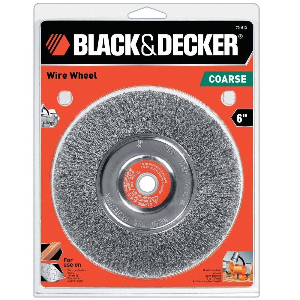 Black & Decker 70-613 6" Coarse Wire Wheel 5/8" Arbor With 1/2" Bushing