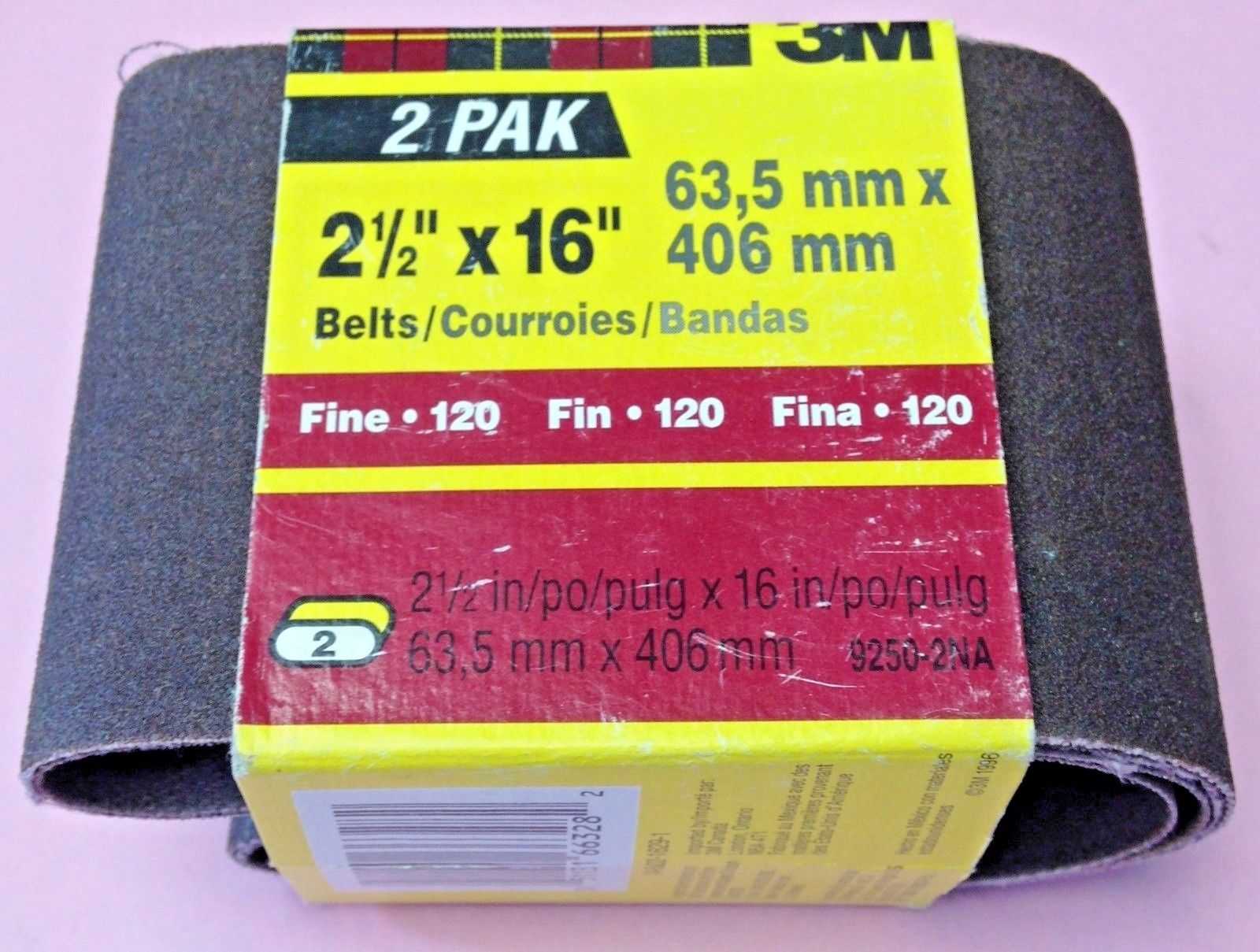 3M 9250-2NA 2-1/2" x 16" Fine 120 Grit Sanding Belts (2 Pack)