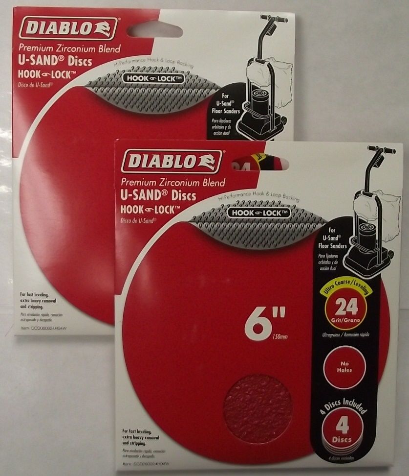 Diablo DCD060024H04W 2-4 Pack's U-Sand Hook & Lock 6" 24 Grit Sanding Discs