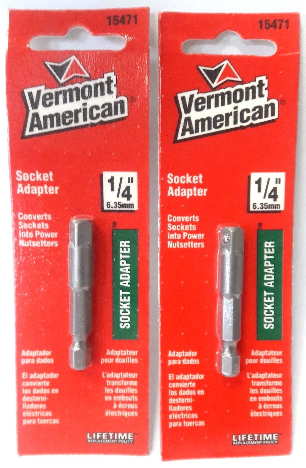Vermont American 15471 1/4" x 2-Inch Socket Adapter 2PKS