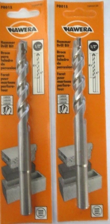 Hawera PB015 1/2" X 4-1/2" X 6" Carbide Tip Hammer Drill Bit 2 Packs