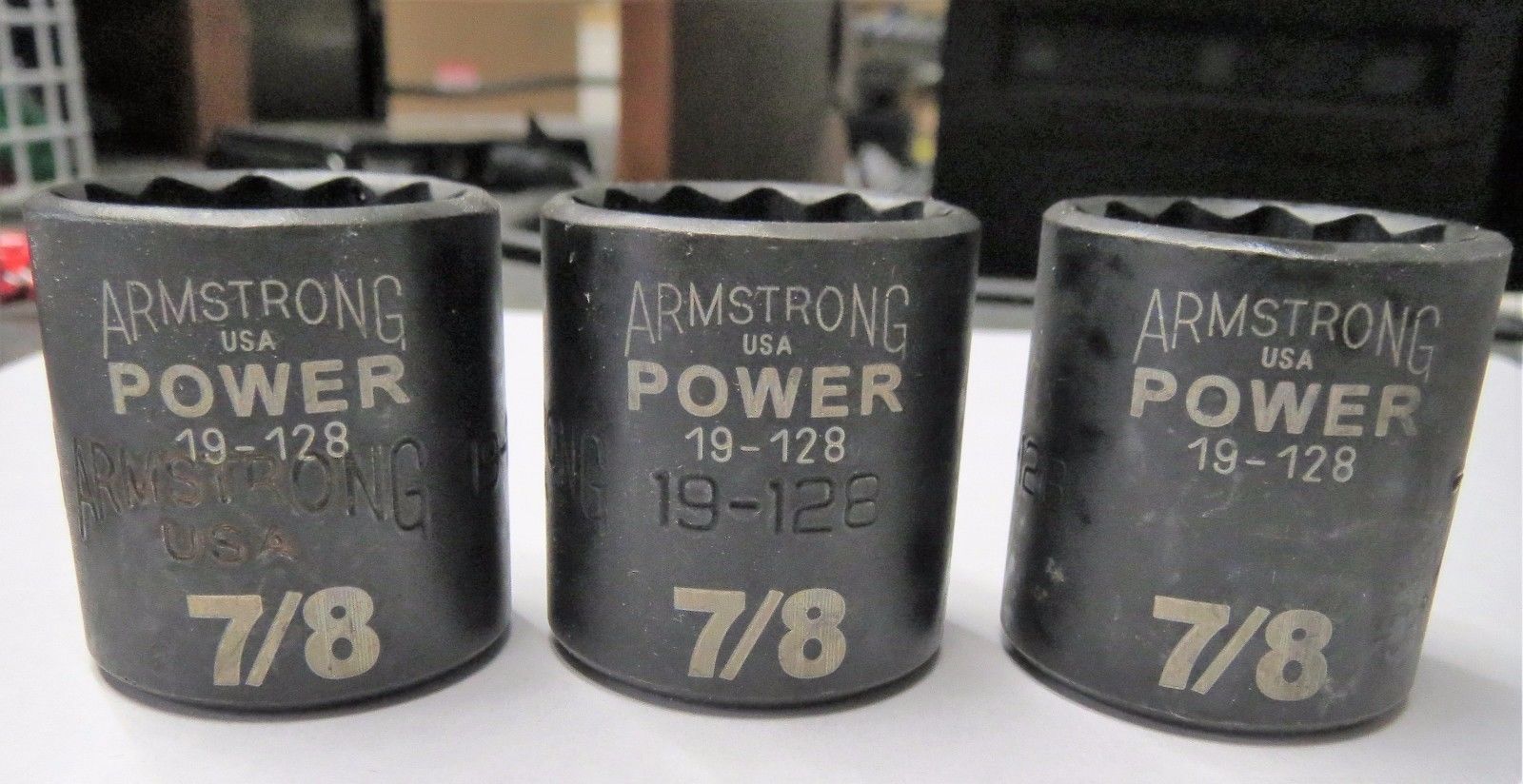 Armstrong 3/8" Dr 7/8" Impact Socket USA 19-128 12pt (3pcs)