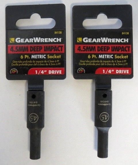 GearWrench 84138 4.5 MM Deep Impact 6 Point Metric Socket 1/4" Drive 2PCS