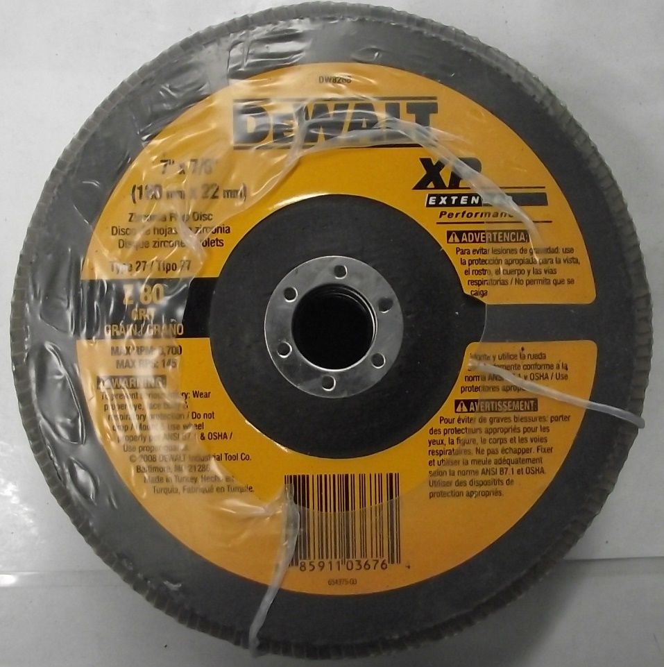 DEWALT DW8268 7" x 7/8" Z80 Grit XP Flap Disc 5pc
