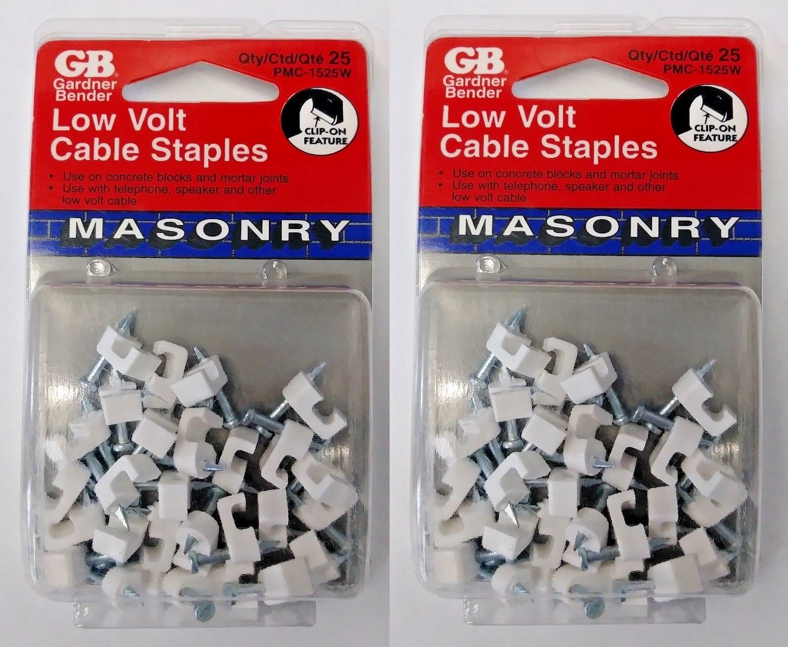 Gardner Bender PMC-1525W 3/16" Low Volt Cable Staples USA (2 Packs of 25)