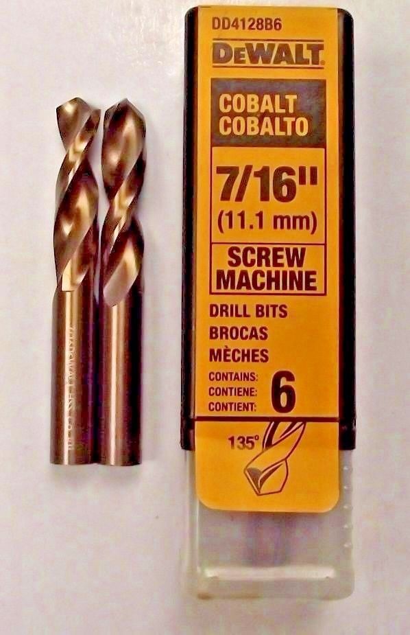 Dewalt DD4128B6 7/16" Cobalt Screw Machine Drill Bits 6 Pack Germany
