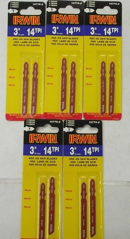 Irwin 10776-2 HSS 3" x 14TPI T-Shank Jig Saw Blades 5-2pks Swiss