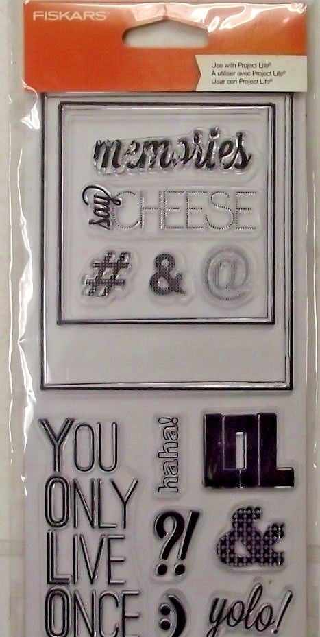 Fiskars 103770-1001 Clear Stamps Say Cheese  Memories YOLO!, haha