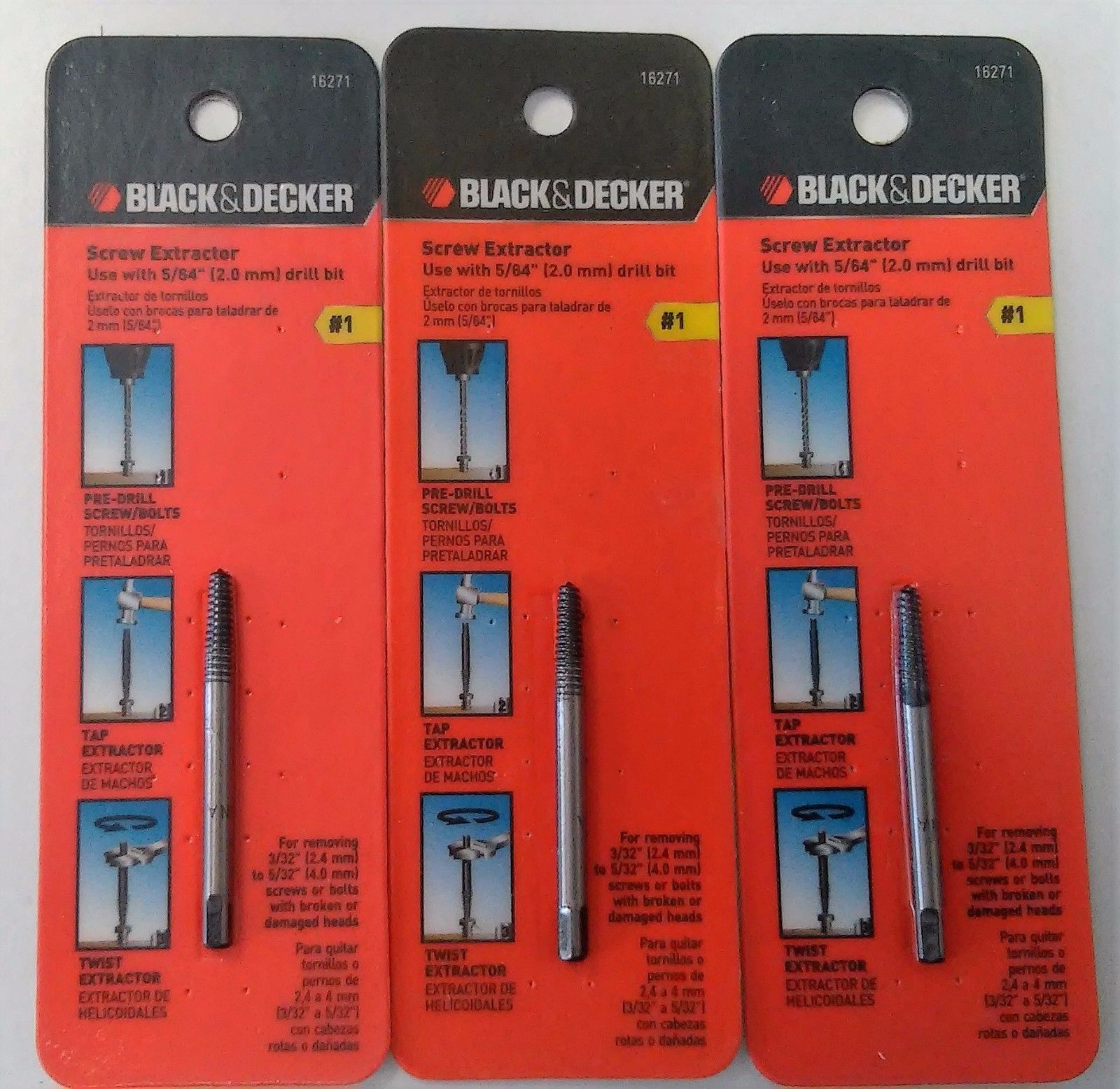 Black & Decker 16271 #1 Screw Extractor 3PKS