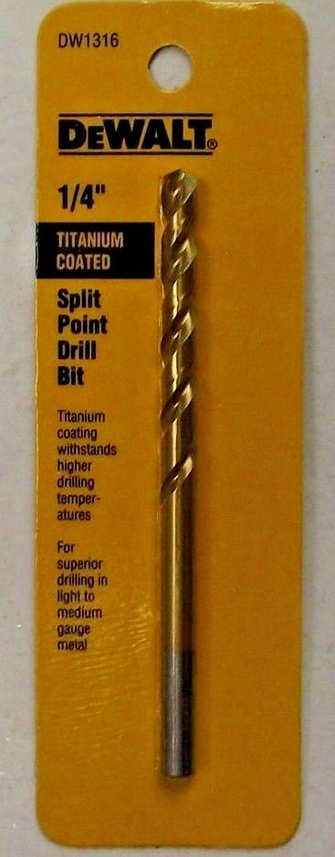 DeWalt DW1316 1/4" Titanium Coated Twist Split Point Drill Bit