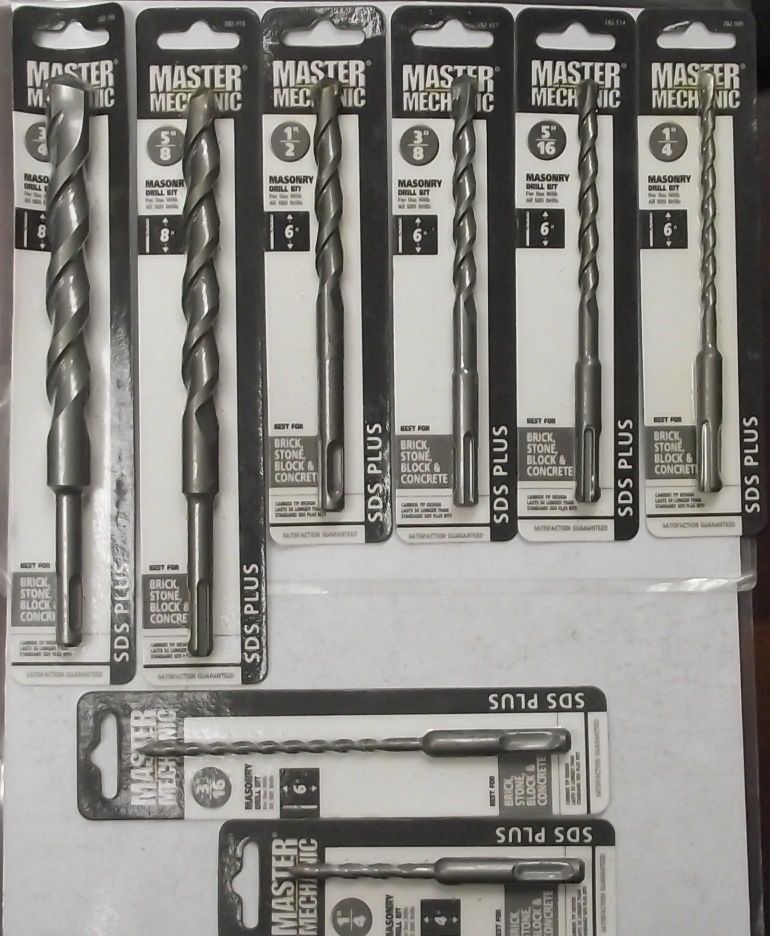 Master Mechanic 282-780 8 Piece SDS Plus Masonry Drill Bit Set 1/4" to 1/2"