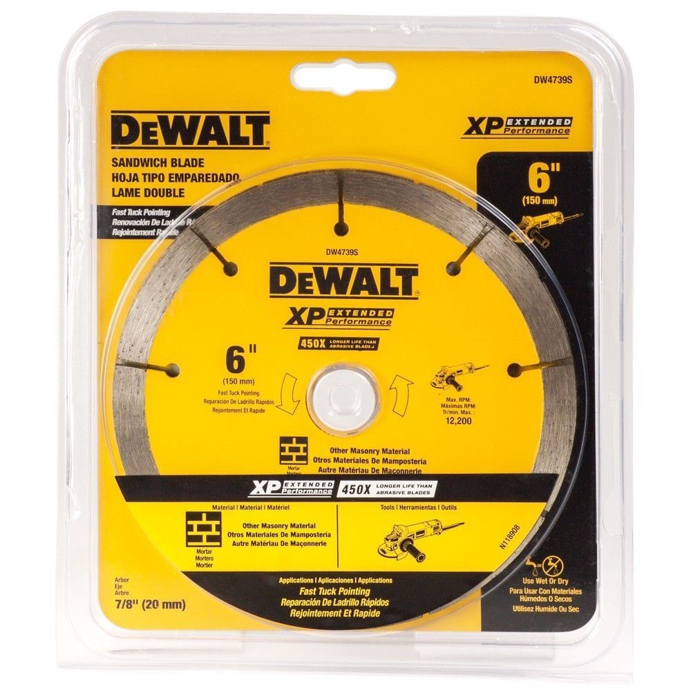 Dewalt DW4739S 6" .250 XP Diamond Sandwich Tuck Point Blade
